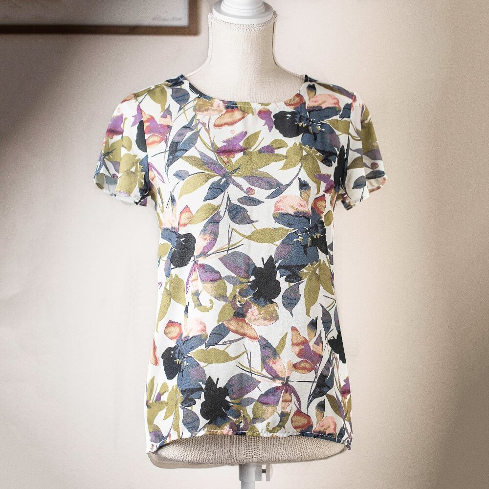 Ann Taylor Floral Chiffon Blouse | XS P